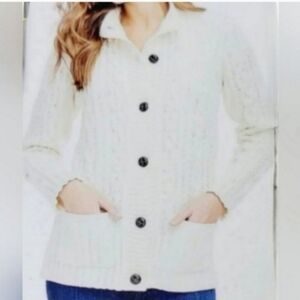 JOHN PAUL RICHARD Cable Knit Cream Fisherman Sweater XL